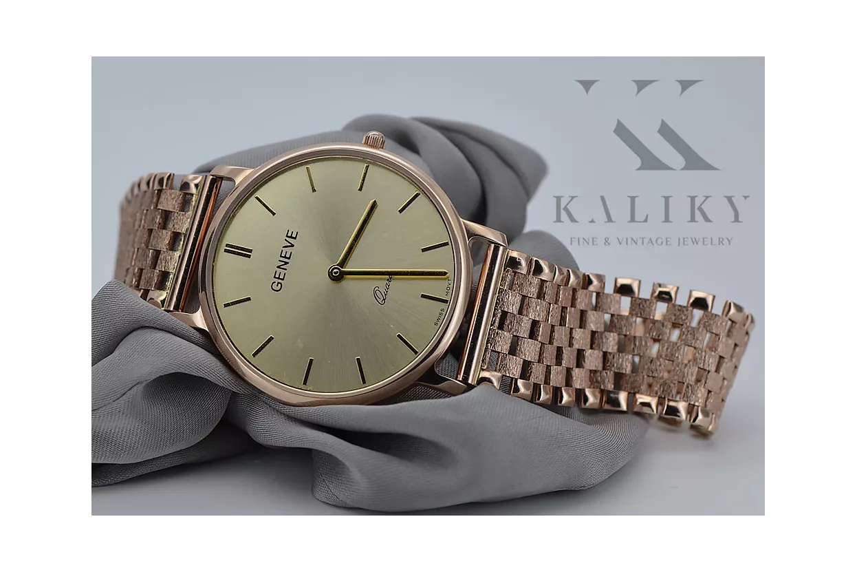 Gold men's watch Geneve ★ zlotychlopak.pl ★ Gold purity 585 333 Low Price!