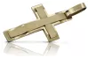 Jaune 14k or solide Croix catholique pendentif ctc031y