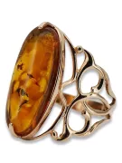 Russian rose Soviet pink USSR red 585 583 gold amber ring vrab008