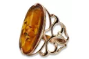 Russian rose Soviet pink USSR red 585 583 gold amber ring vrab008