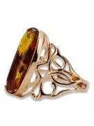 Russian rose Soviet pink USSR red 585 583 gold amber ring vrab008