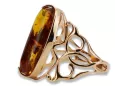 Rose russe rose soviétique rouge 585 583 or amber ring vrab008