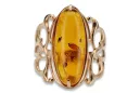 Russian rose Soviet pink USSR red 585 583 gold amber ring vrab008