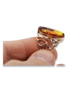 Russian rose Soviet pink USSR red 585 583 gold amber ring vrab008