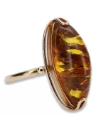 Russian rose Soviet pink USSR red 585 583 gold amber ring vrab008