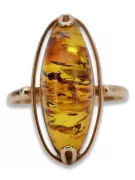 Russian rose Soviet pink USSR red 585 583 gold amber ring vrab008