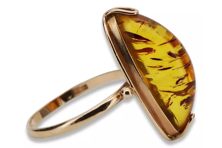 Rose russe rose soviétique rouge 585 583 or amber ring vrab008