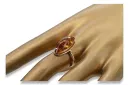 Russischer Rosé-Sowjet-Ring aus der UdSSR, rot, 585 583 Gold, Bernstein vrab008