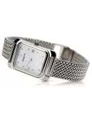 Montre carrée pour femme en or blanc 14 carats, lw003wdw&lbw003w