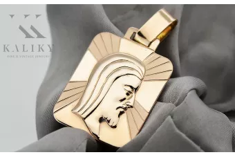 Κεραυνός της εικόνας του Ιησού από κόκκινο 14k 585 ροζ χρυσό pj003r