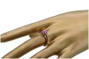 Bague russe en or rose 14 carats 585 avec alexandrite, rubis, émeraude, saphir et zircon vrc014