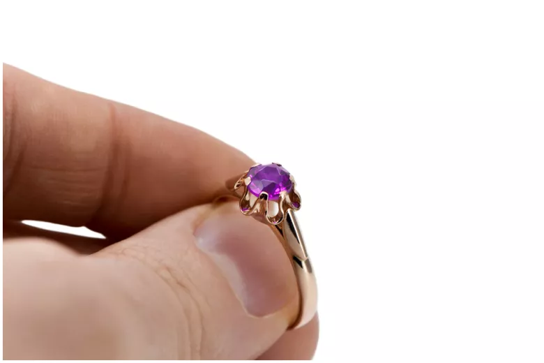 Ring vinobraní ametyst styl originální vinobraní 14k produkt s růžovým zlatem VRC094
