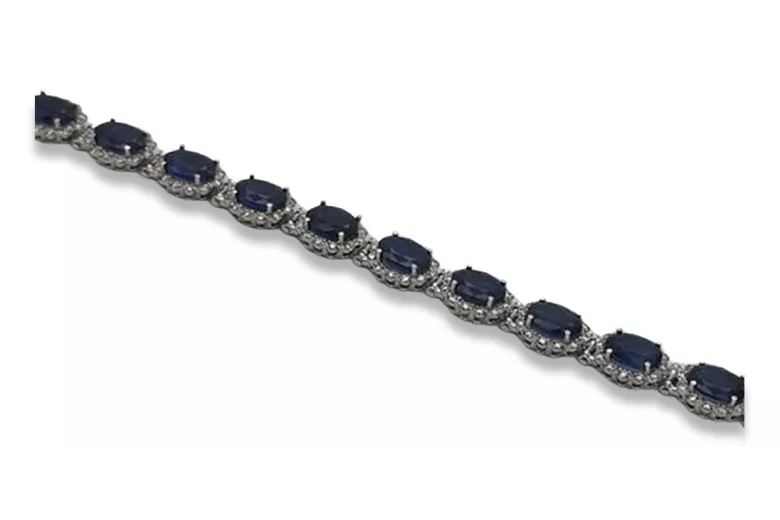 Bracelet tennis en or blanc 14 carats avec saphir et diamants ctb001w