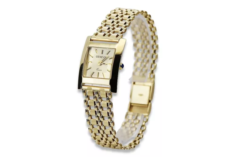 Gold men's watch Geneve ★ zlotychlopak.pl ★ Gold purity 585 333 Low Price!