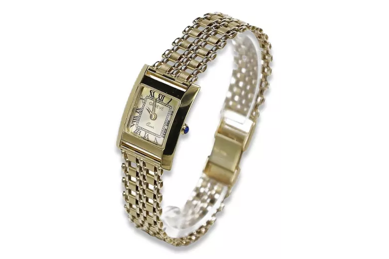 Gold men's watch Geneve ★ zlotychlopak.pl ★ Gold purity 585 333 Low Price!