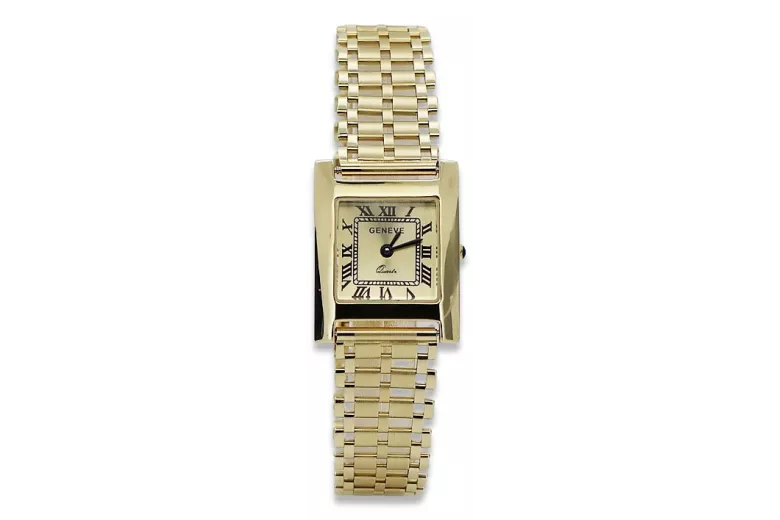 Montre femme rectangulaire en or 14K, italienne, sans nickel