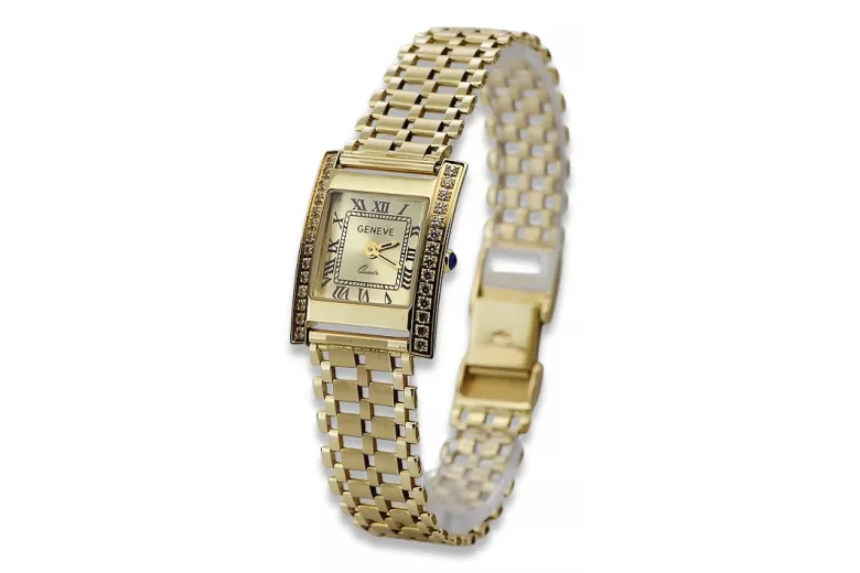 Gold men's watch Geneve ★ zlotychlopak.pl ★ Gold purity 585 333 Low Price!