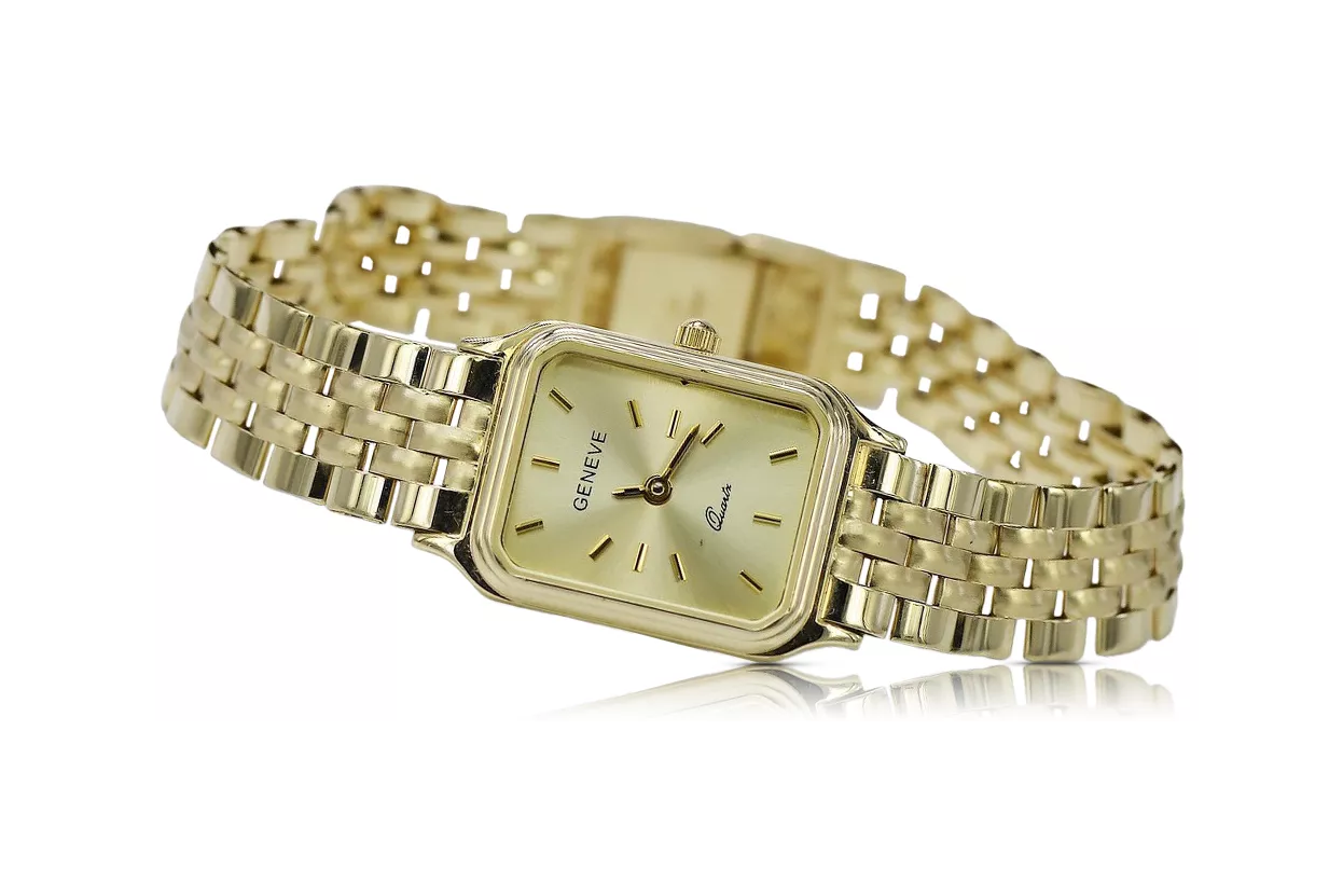 Gold men's watch Geneve ★ zlotychlopak.pl ★ Gold purity 585 333 Low Price!