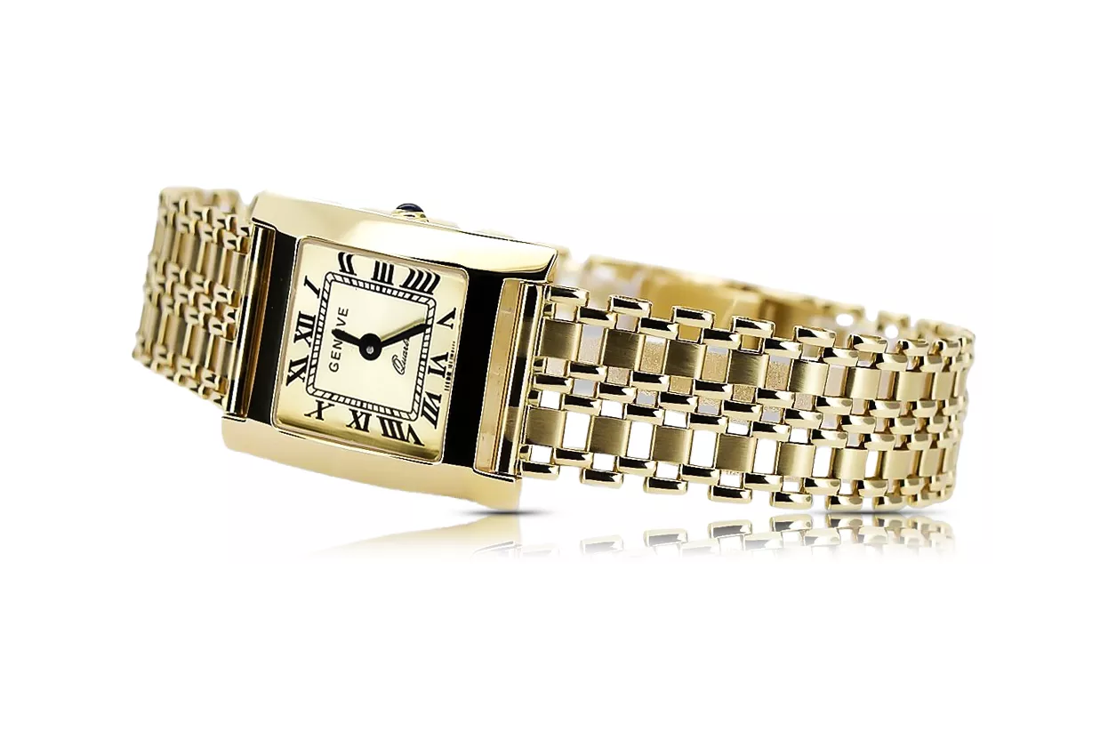 Gold men's watch Geneve ★ zlotychlopak.pl ★ Gold purity 585 333 Low Price!