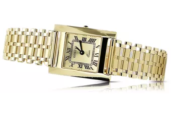 Montre femme rectangulaire en or 14K, italienne, sans nickel