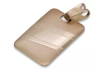 Colgante con placa de identificación para perro moderna para hombre en oro rosa de 14 k y rojo rosado cpn033r