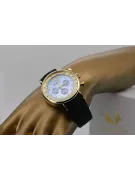 14K Reloj para hombres de oro, Cuero azul, Correa de cuero, 40mm