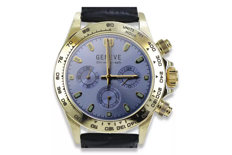 Gold men's watch Geneve ★ zlotychlopak.pl ★ Gold purity 585 333 Low Price!