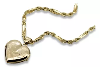 Zlatý prívesok na obrázku 14k 585 Puzucko srdce s reťazcom CORDA F CPN014Y & CC004Y50
