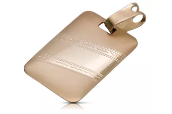 Colgante con placa de identificación para perro moderna para hombre en oro rosa de 14 k y rojo rosado cpn033r