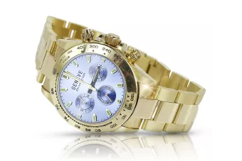 Ceas de Aur 14K pentru Bărbați, Cadran Albastru, 40mm - Geneve