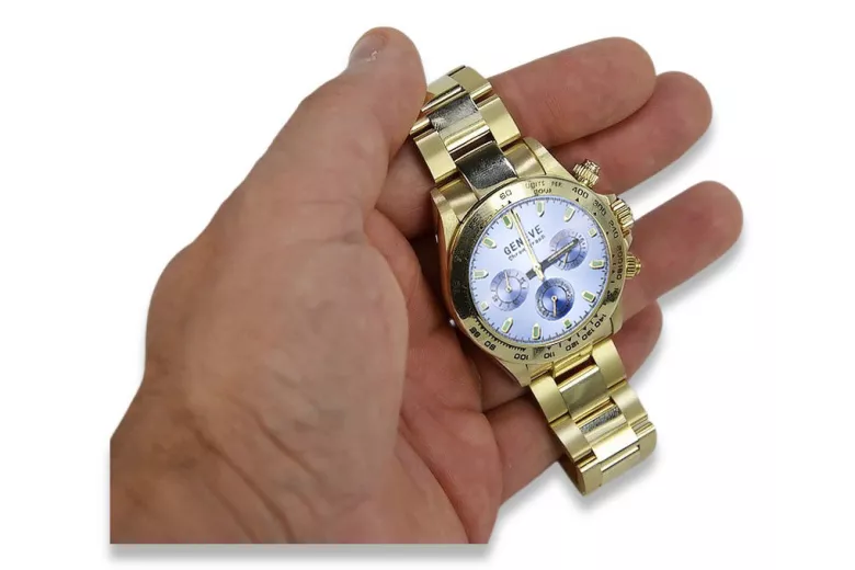 Reloj de Hombre de Oro 14K, Esfera Azul, 40mm - Geneve