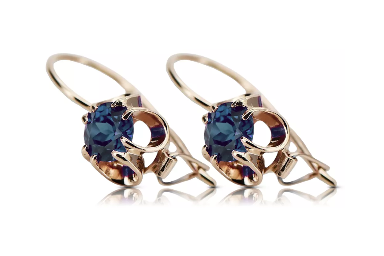 Boucles d'oreilles rose 14k 585 or alexandrite vec035 Vintage russe style soviétique