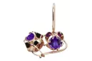 Boucles d'oreilles rose 14k 585 or alexandrite vec035 Vintage russe style soviétique