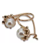 Vintage rose pink pink 14k 585 gold pearl earrings vepr003 Vintage