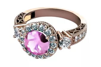 Amatista original Vintage 14K Rose oro anillo Vintage crc003r