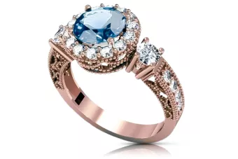 RINK Vintage šperky Aquamarine Originální vinobraní 14K produkt s růžovým zlatem CRC003R