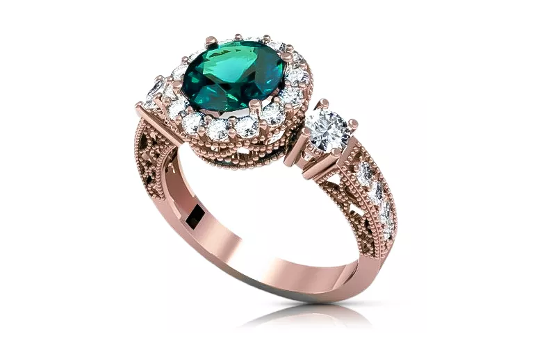 Ретро пръстен Emerald Original Vintage 14K розово злато crc003r