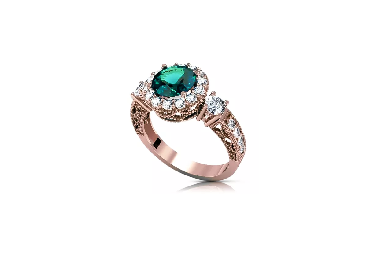 Anillo Vintage Emerald Original Vintage 14K Rose Gold vrc003r