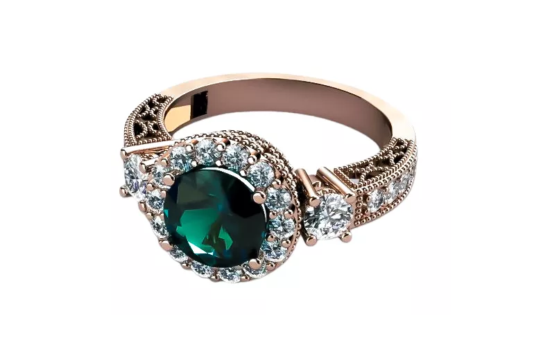 Ретро пръстен Emerald Original Vintage 14K розово злато crc003r