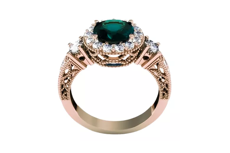 Inel Vintage Emerald Original Vintage 14K Rose Gold vrc003r