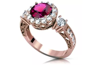 Originálne vinobranie 14K Produkt s ružovým zlatom Ruby Rubu Ruže Vintage šperky CRC003R