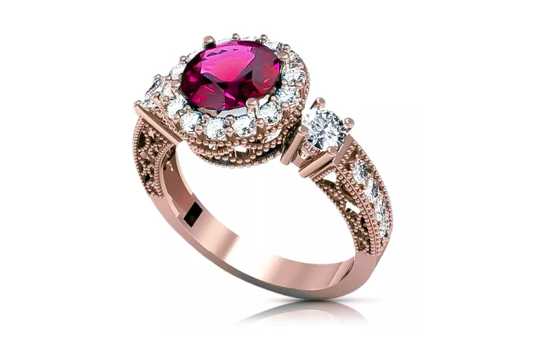 Ruby Original Vintage 14K Rose Gold Inel Vintage crc003r