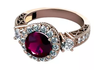 Рубинен оригинален винтидж 14K розово златен пръстен Vintage crc003r