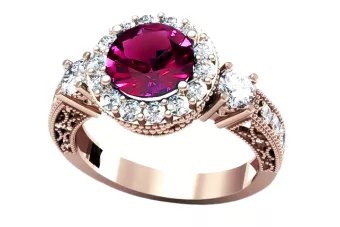 Original Vintage 14k από ροζ χρυσό Ρουμπίνι Vintage δαχτυλίδι Κοσμήματα crc003r