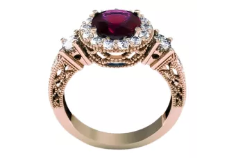Original Vintage 14k από ροζ χρυσό Ρουμπίνι Vintage δαχτυλίδι Κοσμήματα crc003r