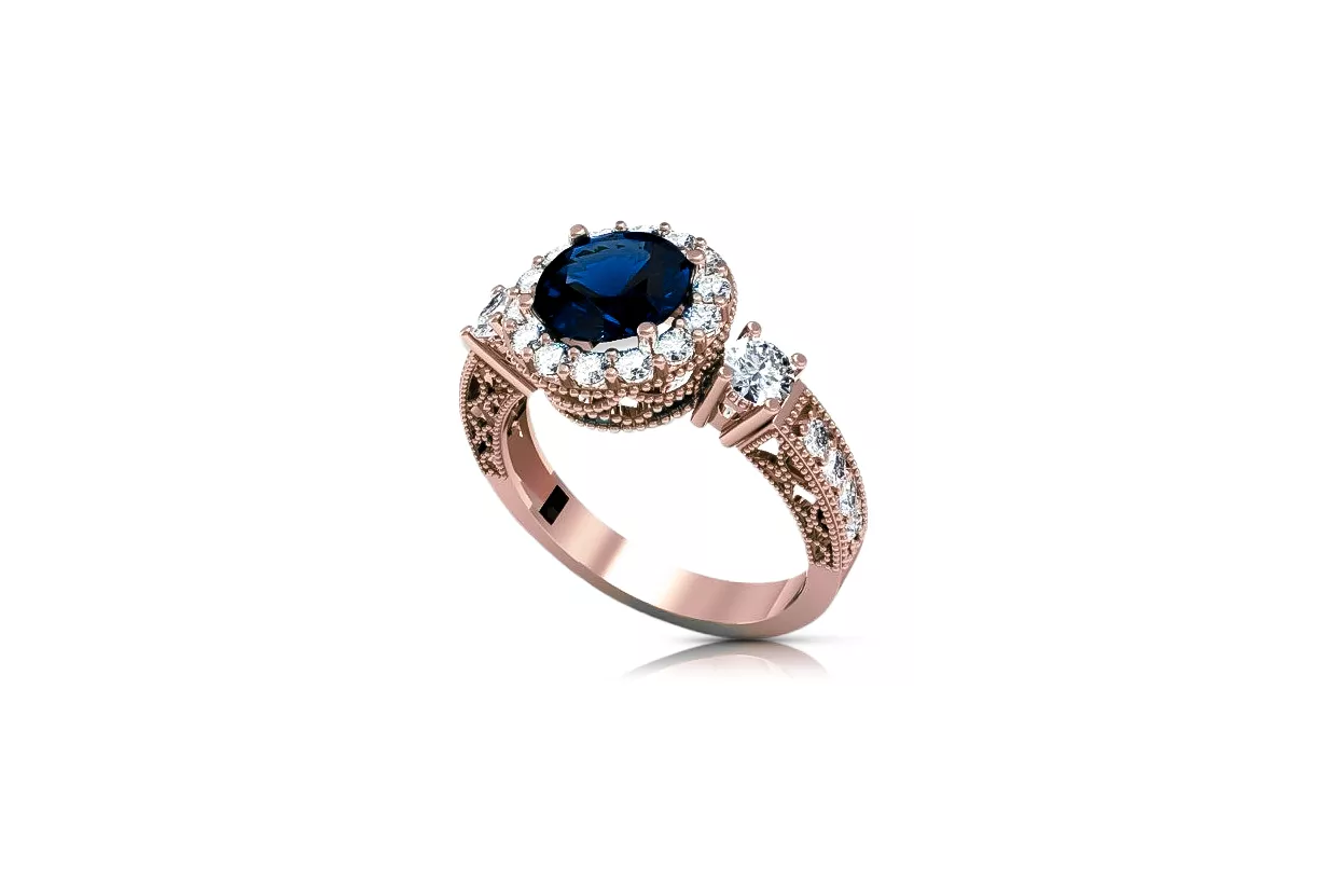 Sapphire Original Vintage 14K Rose Gold Ring Vintage stilius vrc003r