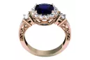 Bague originale vintage en or rose 14 carats avec saphir style vintage crc003r