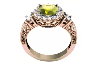 Кольцо Винтаж Желтый Перидо Желтый Перидо 14K Роза Gold crc003r