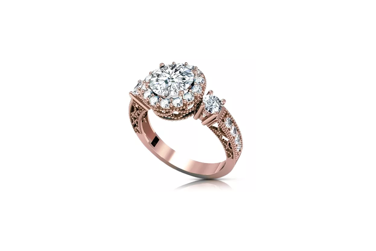 Zircon Original Vintage 14K Rose Gold Inel Bijuterii Vintage crc003r