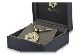 Jezus medallion & 14k gold hammer chain pj005yw20&cc047yw60